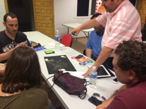 Algunos de los participantes en Málaga con sus escena del crimen